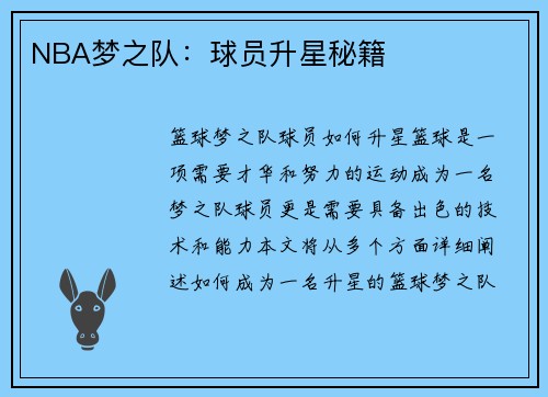 NBA梦之队：球员升星秘籍
